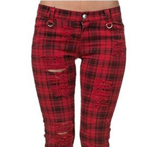 Plaid skinny jeans